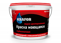 Краска ВД "KRAFOR" интерьерная глубокоматовая моющаяся, 1.5кг